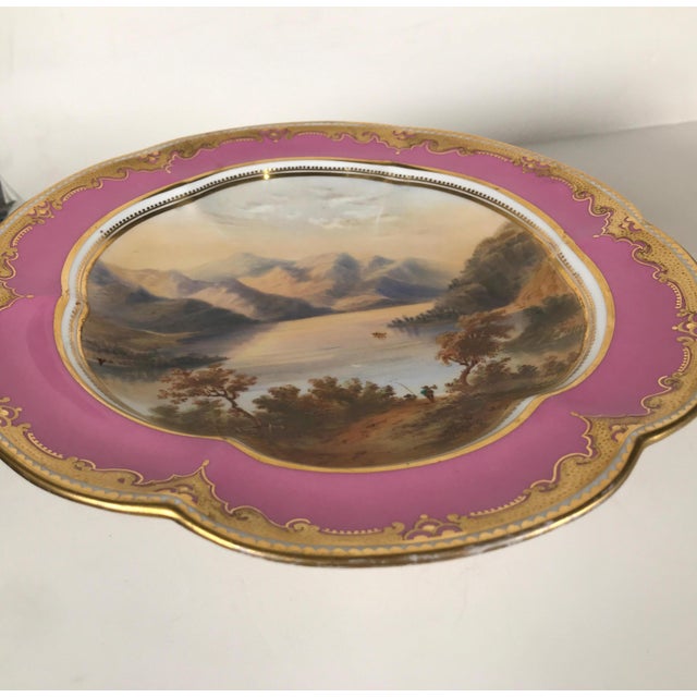 Mid 19th Century 19th Century Antique English Hand Painted Porcelain Compotes - a Pair For Sale - Image 5 of 15
