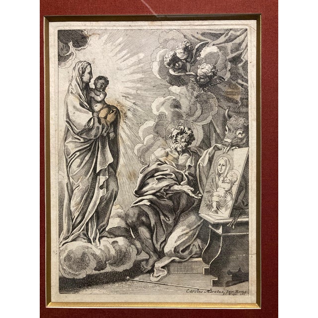 Christoph Weigel l'Ancien, Apparition of the Virgin to Saint Luke, 1800s, Engraving and Etching, Paper For Sale - Image 9 of 18