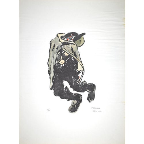 Pietro Morando, Red Rice, Lithograph, 1950s For Sale