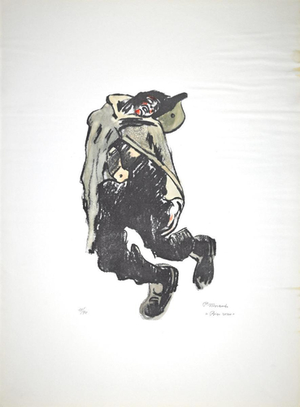 Pietro Morando, Red Rice, Lithograph, 1950s
