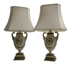 20th Century Porcelain Lamp Pair by Mottahedeh