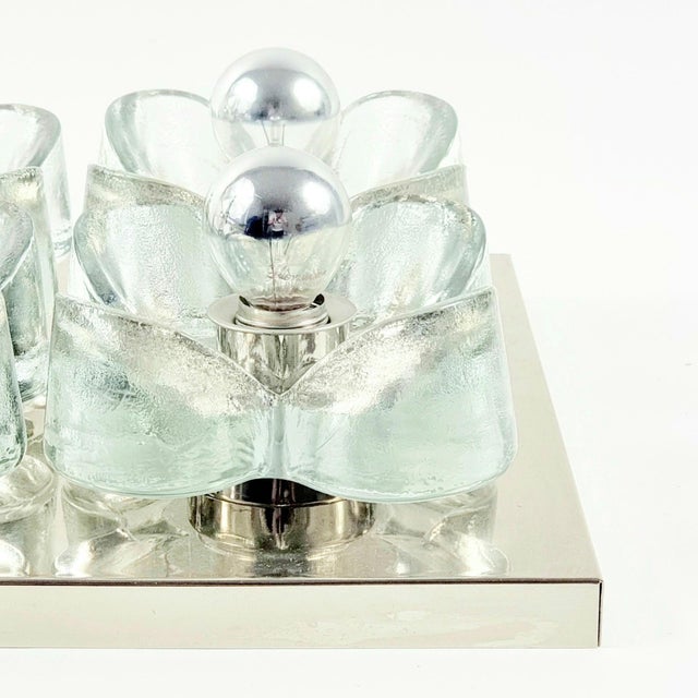 1970s Mid-Century Modern Floral Glass & Chrome Wall Light from Sische, Germany, 1970s For Sale - Image 5 of 11