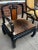 Mid 20th Century Vintage Chinese Ming Style Black Lacquer & Cowhide Arm Chair For Sale - Image 5 of 5