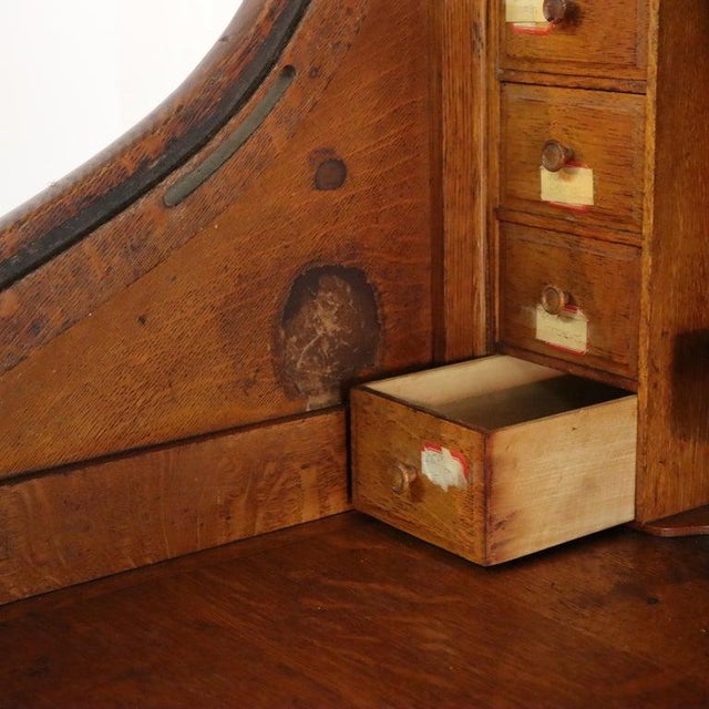 Antique Oak S-Roll Top Desk With Full Interior Unsigned C1900 For Sale - Image 6 of 6