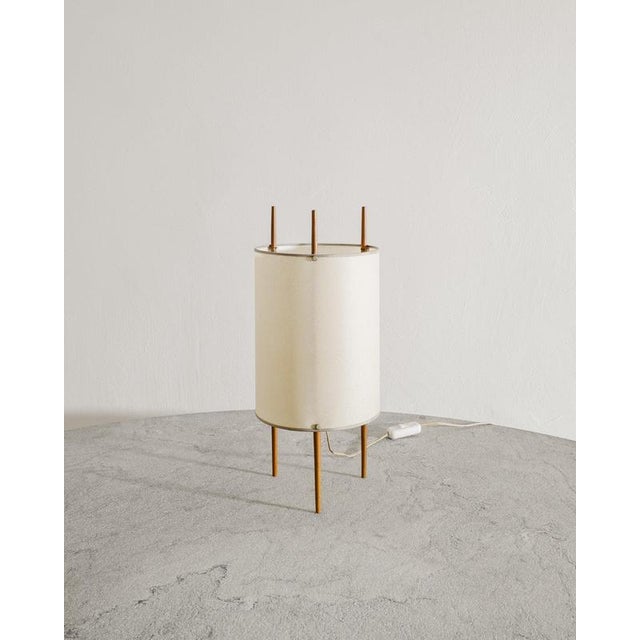 Rare and early mid century desk / table lamp model "No 9" in cherry wood with a fiberglass-reinforced polyvinyl chloride...