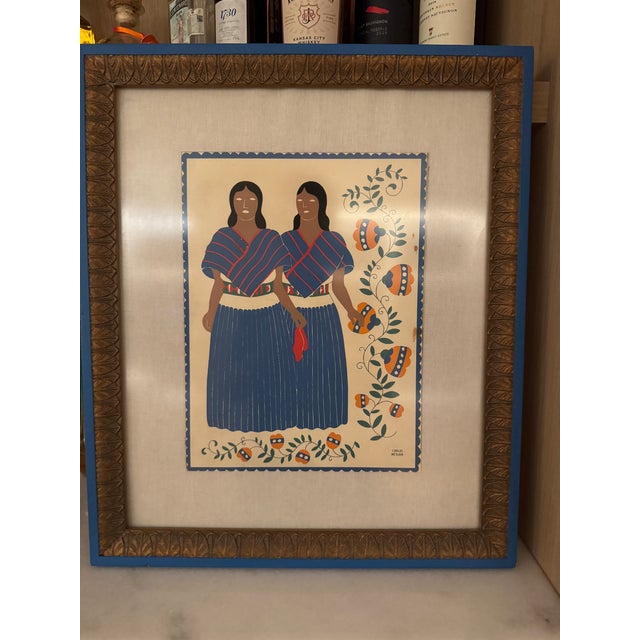 Carlos Otero Two Women in Regional Dress (From Trajes Regionales Mexicanos) Carlos Mérida (Guatemalan, 1891–1984) For Sale - Image 4 of 4