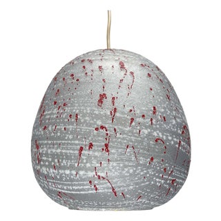 Mid-Century Modern German Space Age Glass Pendant Lamp with Red Paint Splashes, 1960s For Sale