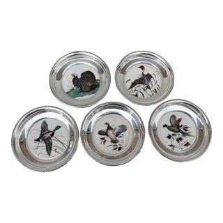 Vintage Porcelain & Sterling Coasters- Set of 5 For Sale