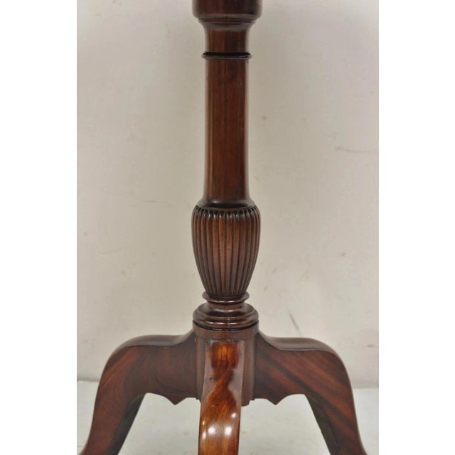 Antique Chippendale Style Round Tilt Top Pinwheel Inlay Ball and Claw Side Table For Sale - Image 9 of 12