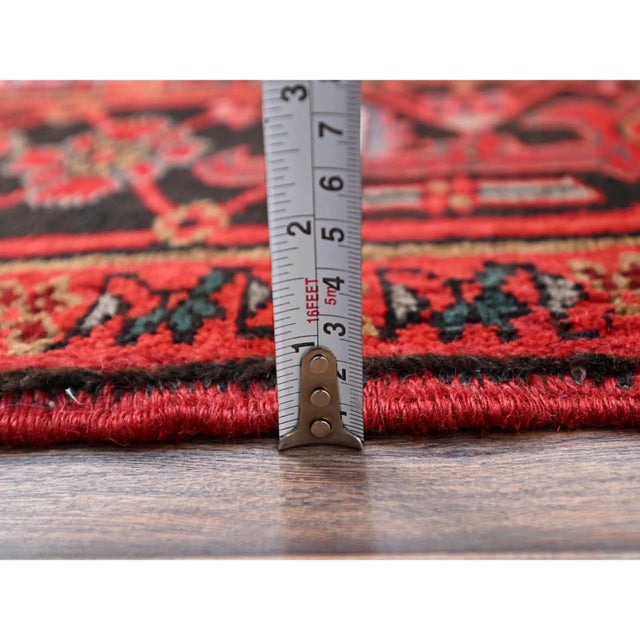 Traditional 1960 8'3"x11' Lusty Red Nomad Art Vintage Persian Heriz Pure Wool Hand Knotted Rug For Sale - Image 3 of 12
