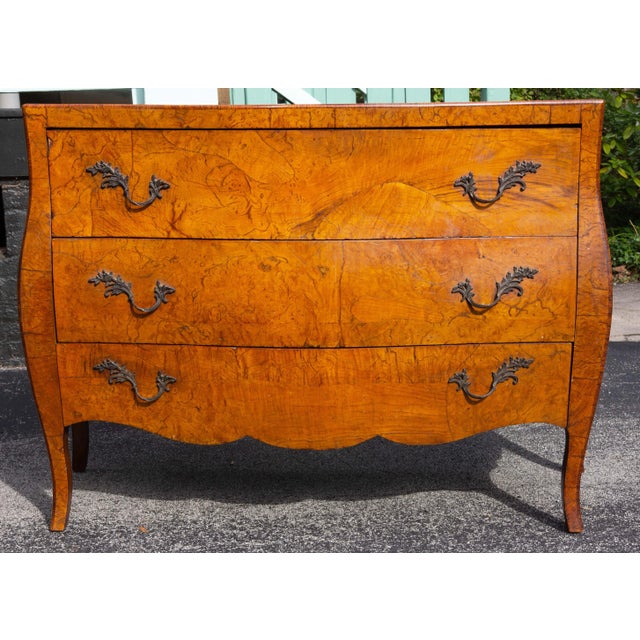 Mid-Century Modern Finest Italian Olive Wood Bombe Commode or Chest Mid 20th Century For Sale - Image 3 of 7