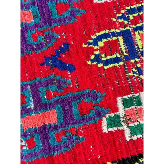 Moroccan Red Moroccan Berber Traditional Boucherouite Rug For Sale - Image 3 of 7