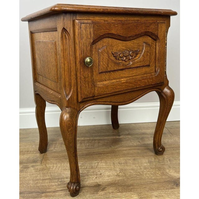 Vintage French Louis Oak Nightstands, Set of 2 For Sale - Image 9 of 15