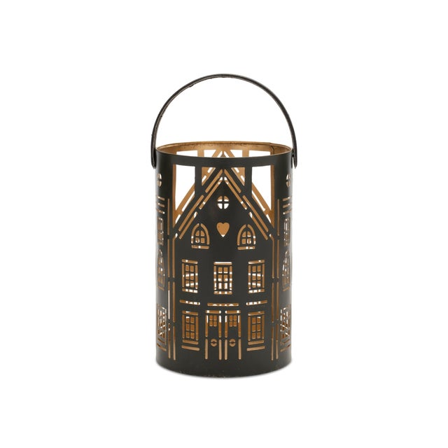 Contemporary Punched Metal House Lantern (Set of 3) For Sale - Image 3 of 4