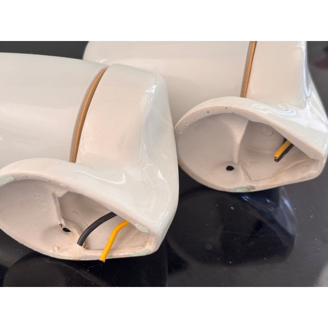 White Light Blue Ceramic Model 6077 Sconces by Wilhelm Wagenfeld for Lindner, 1950s, Set of 2 For Sale - Image 8 of 10