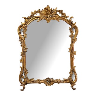 Italian Rococo Style Carved Giltwood Mirror With Floral and Foliate Vine For Sale