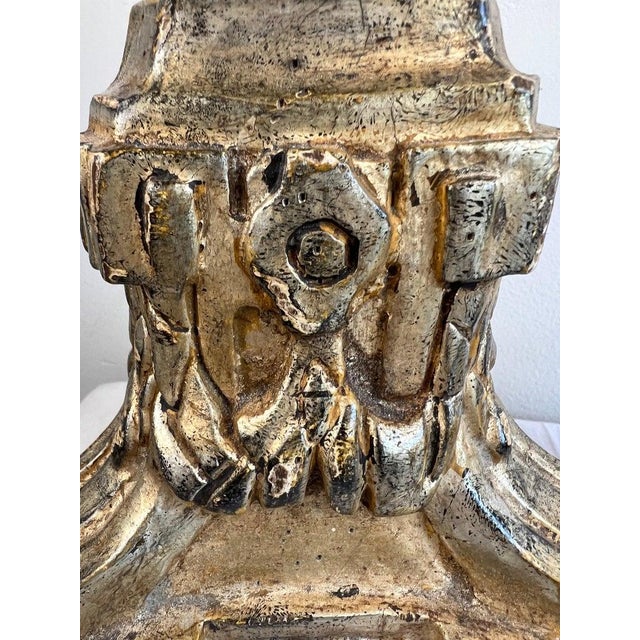 Distressed Italian Silver & Gold Gilt Candlesticks, 20th Century For Sale - Image 4 of 10