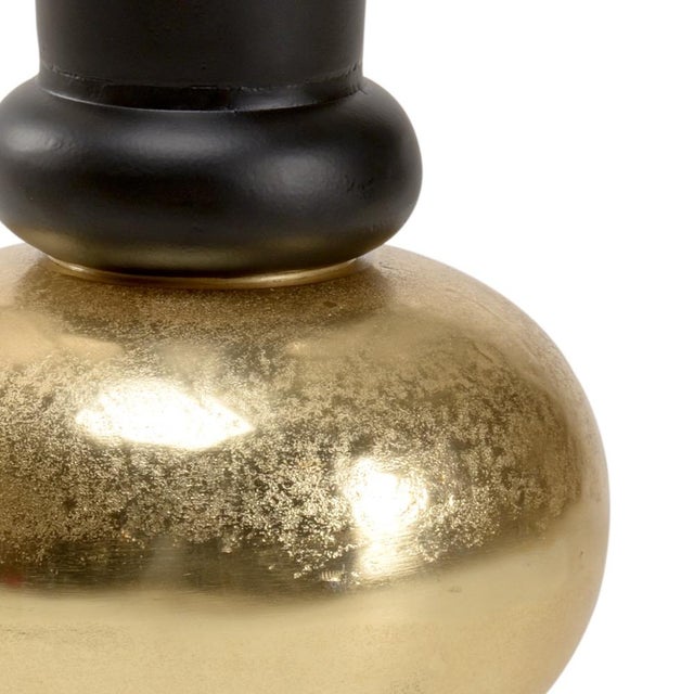 Black and gold oversized floor vase. (Vase opening: 11"w) 32h x 9.8w x 9.8d