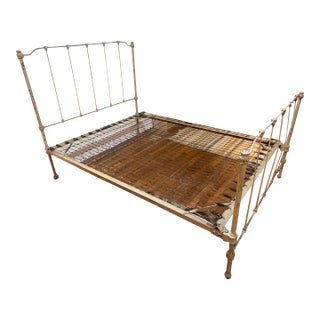 Antique Rustic Painted Iron Bed Frame Full Size For Sale