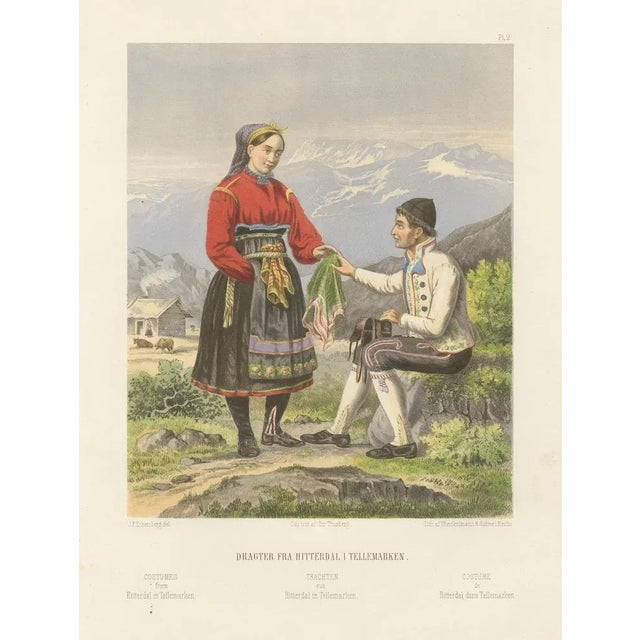 Norwegian Folk Costumes from Hitterdal in Telemarken – Tonsberg Edition, 1860s This beautifully executed 19th-century...