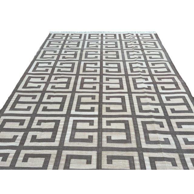 Beige Not Yet Made - Made To Order Handmade Cotton Natural Vegetable Dyed Beige and Brown Geometric Pattern Rug - 9'x12' For Sale - Image 8 of 11