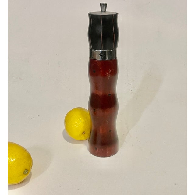1980s Postmodern Hand-Turned Wooden Pepper Mill by Robert Wilhelm For Sale - Image 4 of 10