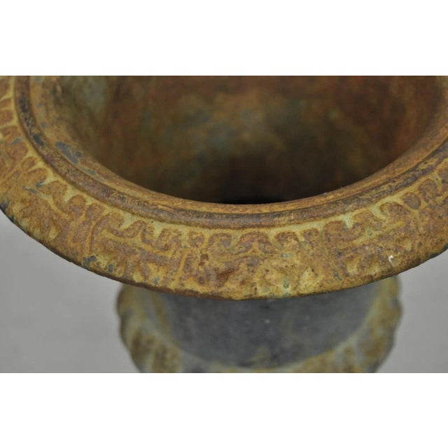 Antique Cast Iron 12" French Classical Small Urn Garden Flower Planter Pot For Sale In Philadelphia - Image 6 of 9