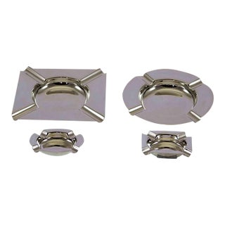1970’s Vintage/New Set of 4 Different Silverplate Ashtrays For Sale