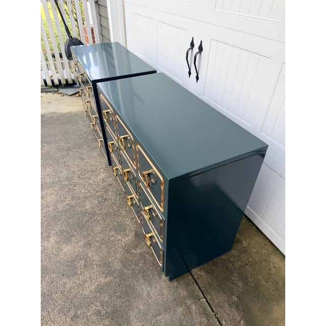 Pair of Salamander Lacquered Dorothy Draper Style Espana Chests For Sale - Image 6 of 12