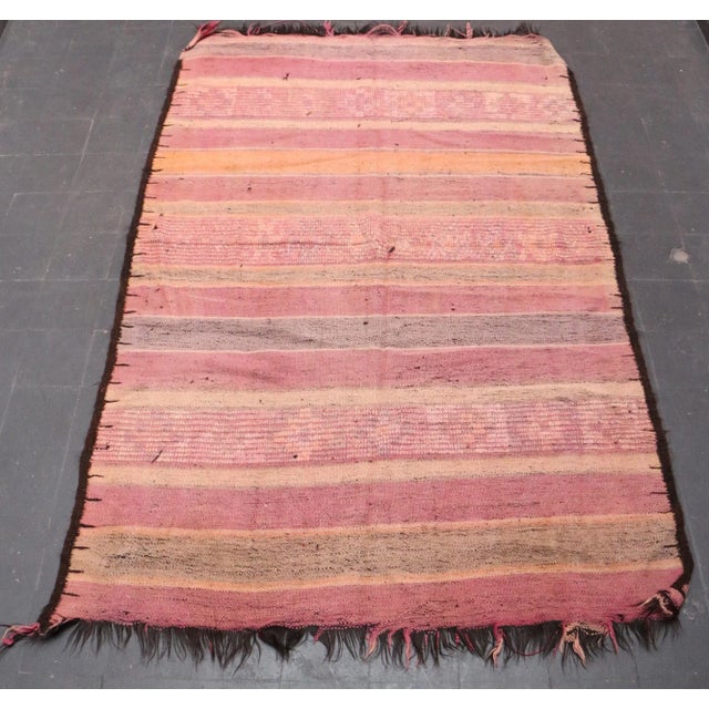 Mid-Century Modern Moroccan Vintage Rug - 5'0" X 7'10" Ft For Sale - Image 3 of 7