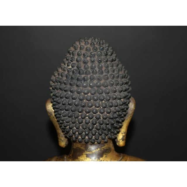 Huge Gilt Bronze Buddha Shakyamuni Statue Buddha 31 Lb For Sale - Image 15 of 17