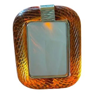 Amber Twisted Murano Glass and Brass Photo Frame, 2000 For Sale