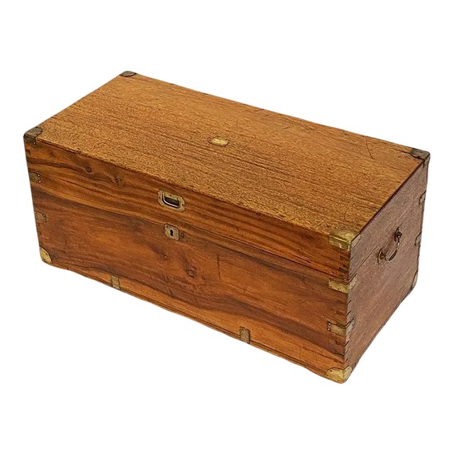19th Century Large British Military Officer's Campaign Trunk of Brass-Bound Camphor For Sale