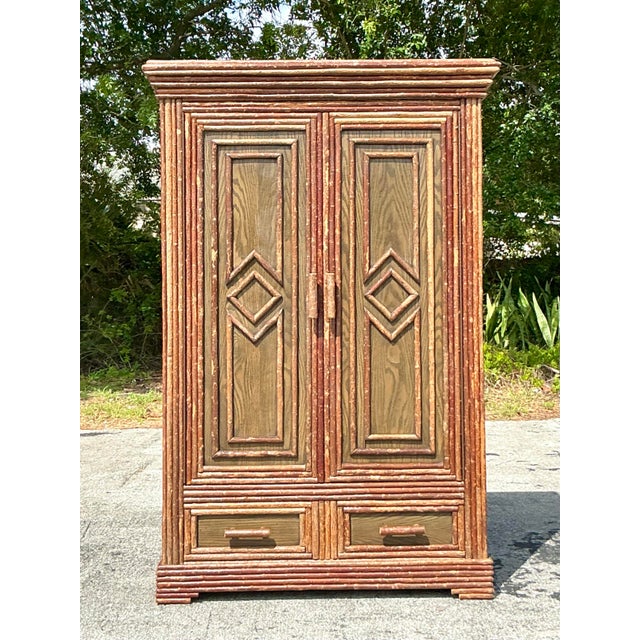 Vintage Boho La Lune Primitive Armoire For Sale - Image 9 of 12
