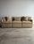 Vintage three-piece modular sectional sofa with squared arms and a low, grounded profile. Original patterned upholstery in...