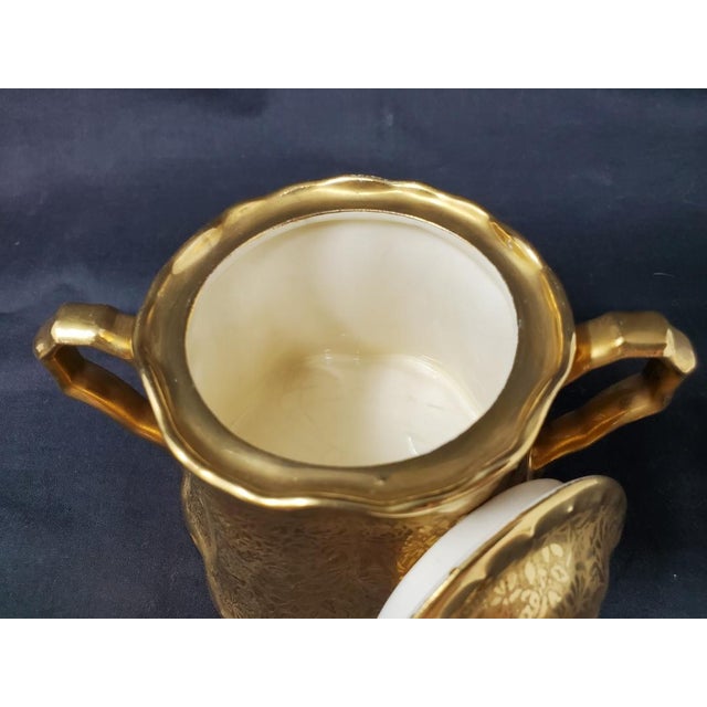 Vintage Wheeling Decorating Company WDC Ransom Creamer and Sugar Bowl Doves Roses Daisies For Sale - Image 10 of 16