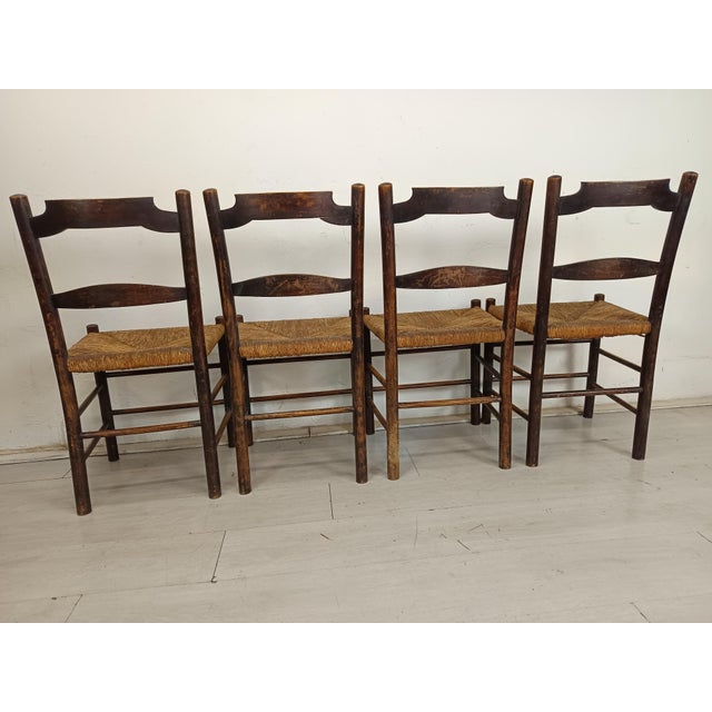 Rustic Rustic Straw Chairs, Set of 4 For Sale - Image 3 of 18