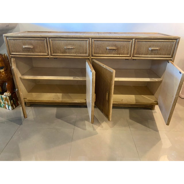 Vintage Palm Beach Bamboo Pencil Reed Credenza Cabinet Buffet Drawers Dresser For Sale - Image 9 of 12