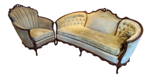 Vintage French Louis XVI Sofa & Chair, 2 Pieces