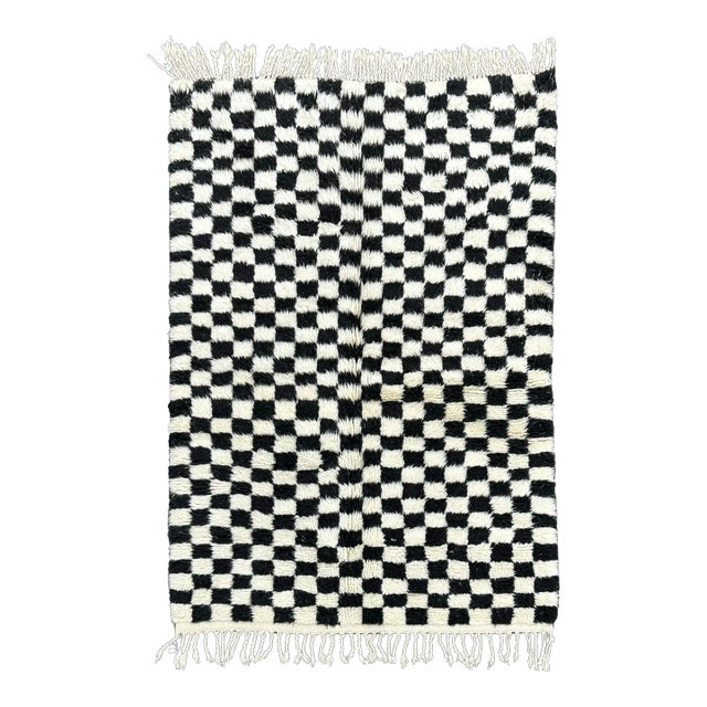 Checkered Moroccan Wool Rug For Sale