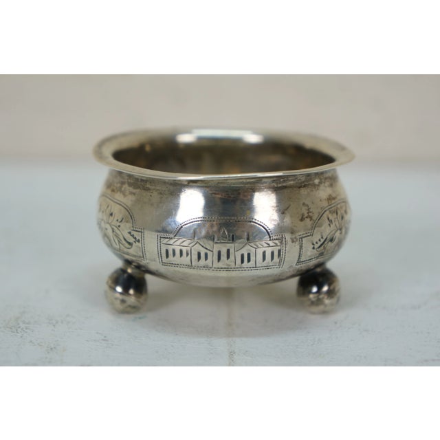 Antique 1874 Russian Silver Salt Cellar & S Kirk & Son Sterling Spoon 2.5" For Sale - Image 4 of 15