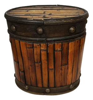 Vintage Bamboo Lidded Box With Stud Details