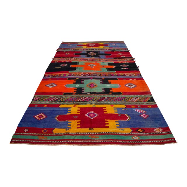 Vintage Hand-Woven Wool Turkish Rug - 5′11″ X 10′10″ For Sale