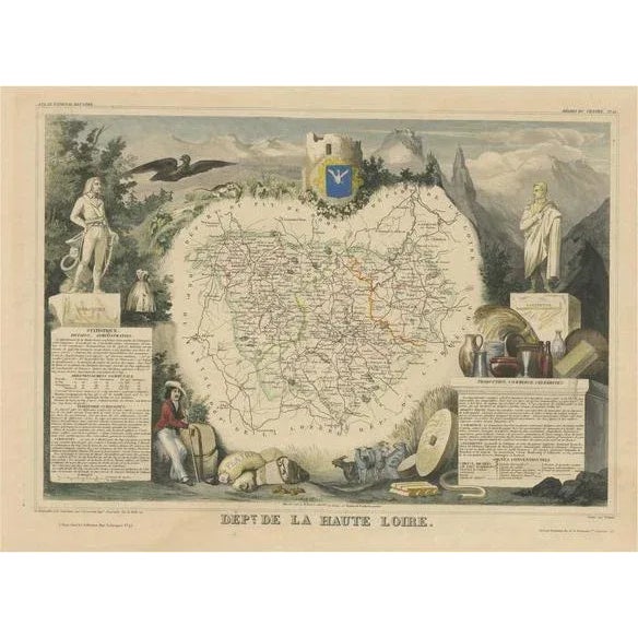 Antique Map of the Department of Haute Loire For Sale - Image 6 of 6