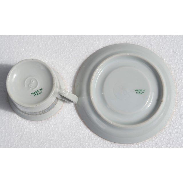 1950s Italian Demitasse Espresso Cup Set of 6 Matching Saucers Gold Leaf Porcelain For Sale - Image 12 of 14