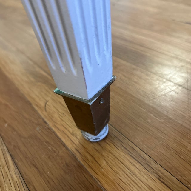 Glam Hollywood Regency - Style Painted White End Table With White Marble Top & Fluted Legs For Sale - Image 10 of 12