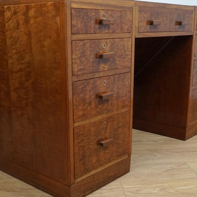 Art Deco Flame Mahogany Desk from Heals of London, 1930s For Sale - Image 8 of 16