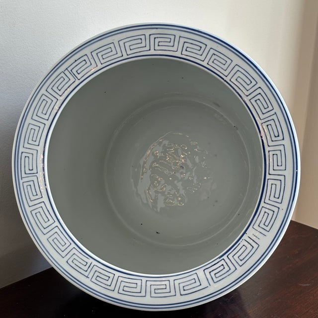 1980s Large Chinoiserie Fishbowl Style Porcelain Planter For Sale - Image 9 of 12