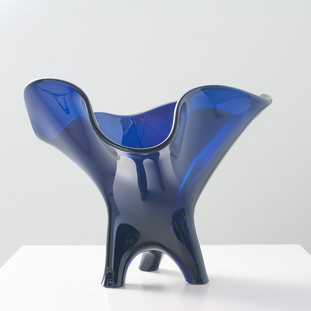 Description Blue Tornado Glass Bowl by Allan Scharff Denmark, c2000 Mainly known for his silver objects, working as a...