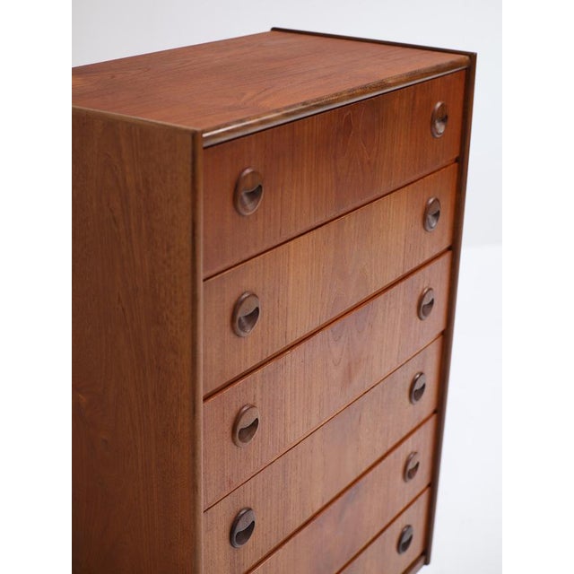 Wood Tall Vintage Danish Teak Chest of Drawers, 1960s For Sale - Image 7 of 11